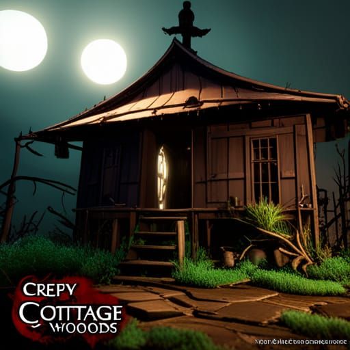 Creepy Cottage in Dark Fantasy Woods