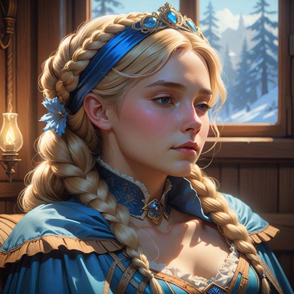 Victorian Maiden Sleeps in Cabin with Blond Braid