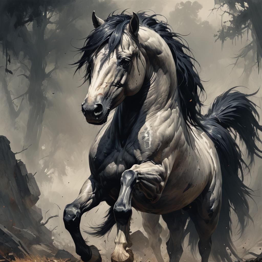 Sinister Pony in Dark Fantasy Style