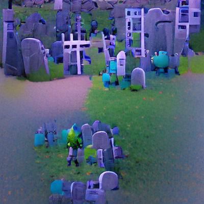 Graveyard at Dusk in Grayscale