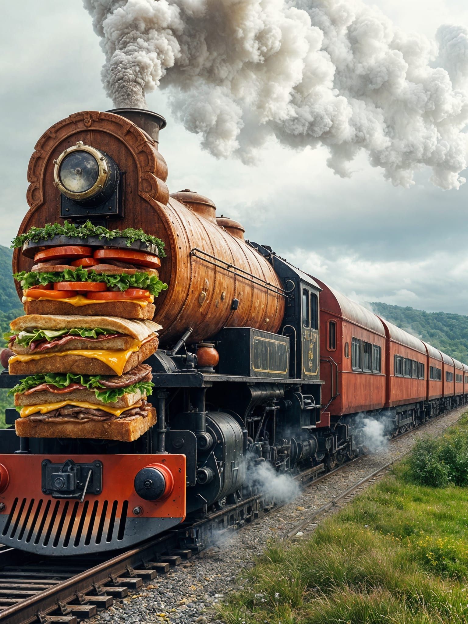 Vintage Steam Locomotive Transformed into a Majestic Sandwic...