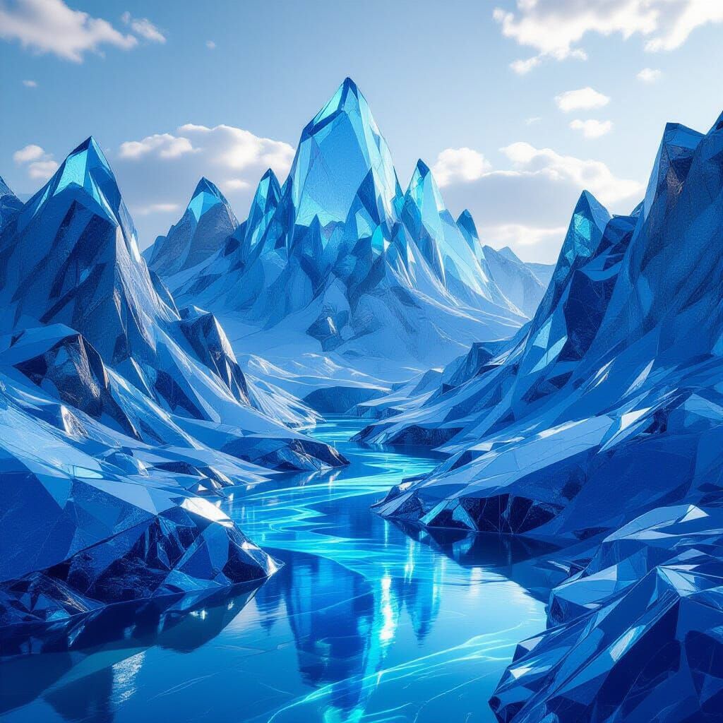 Monumental Liquid Crystal Mountains With Mercury Rivers