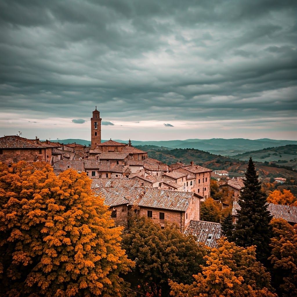 Italian Village: Autumn Meets Winter in Film Still