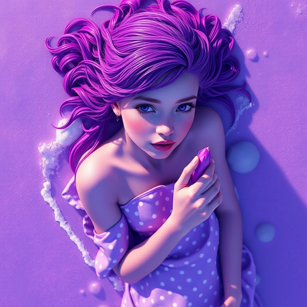 Purple Girl on Purple Beach, Digital Art
