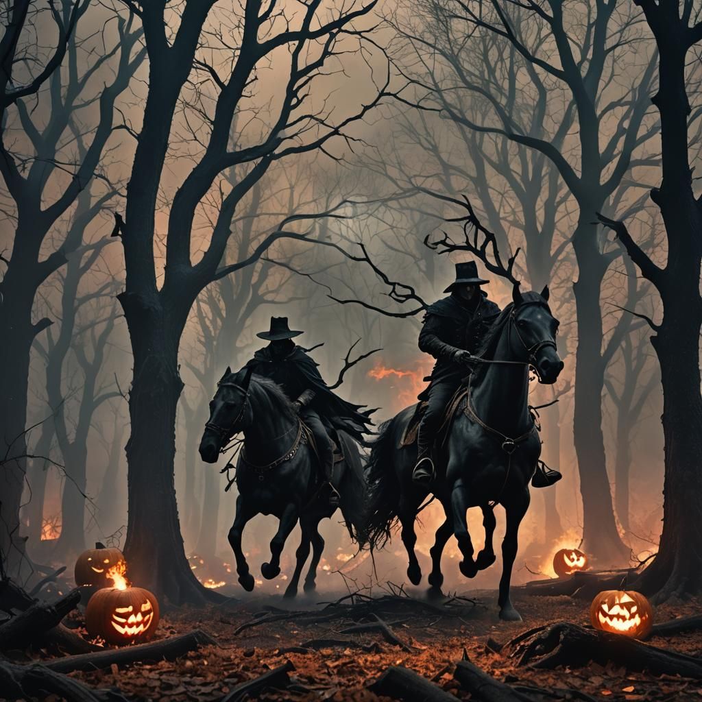 Headless Horseman in Sleepy Hollow: Art Nouveau Style