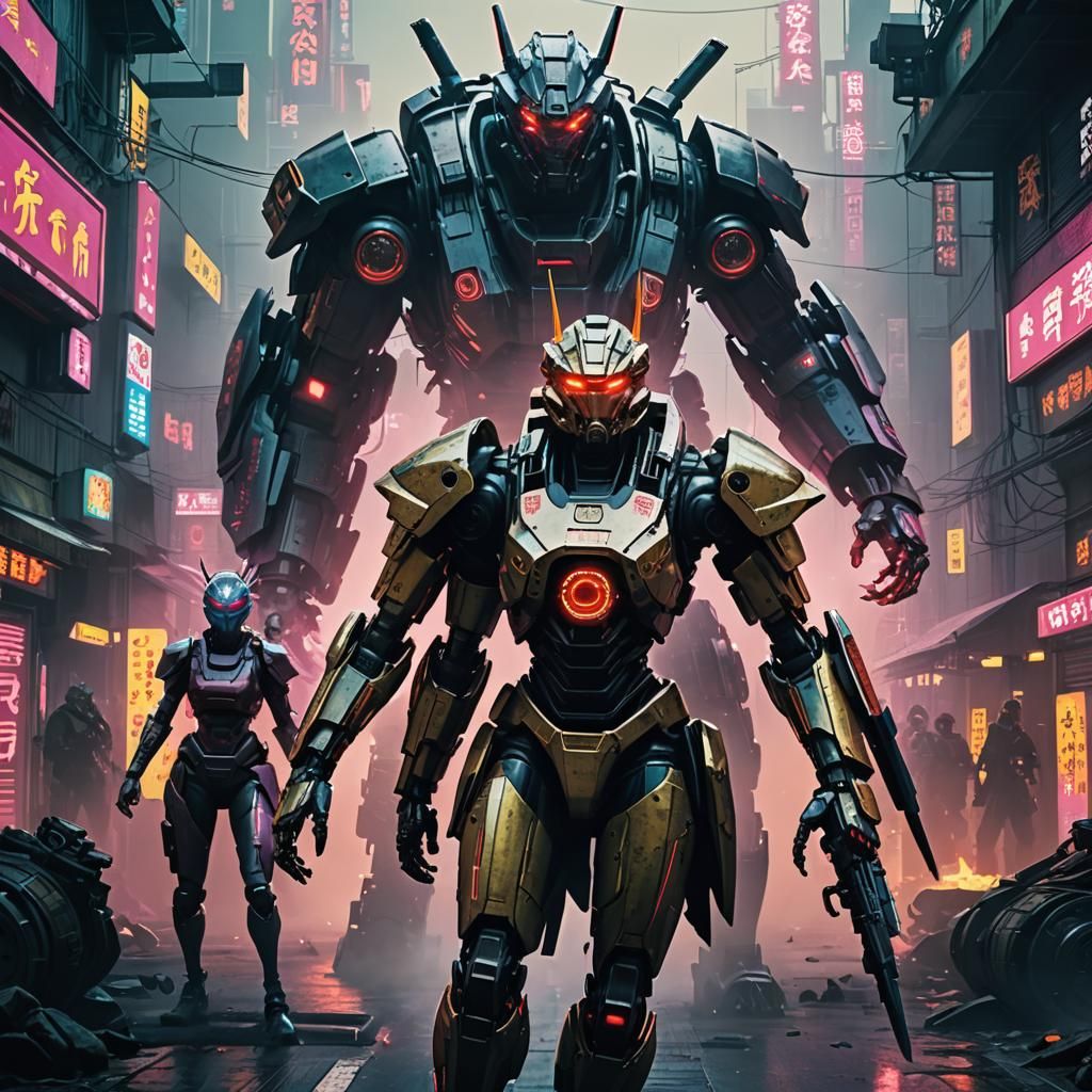 Cyberpunk Oni Robot Movie Poster