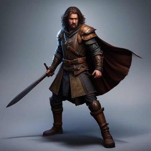 Hyperdetailed Hobbit Fighter in Dark Fantasy Style