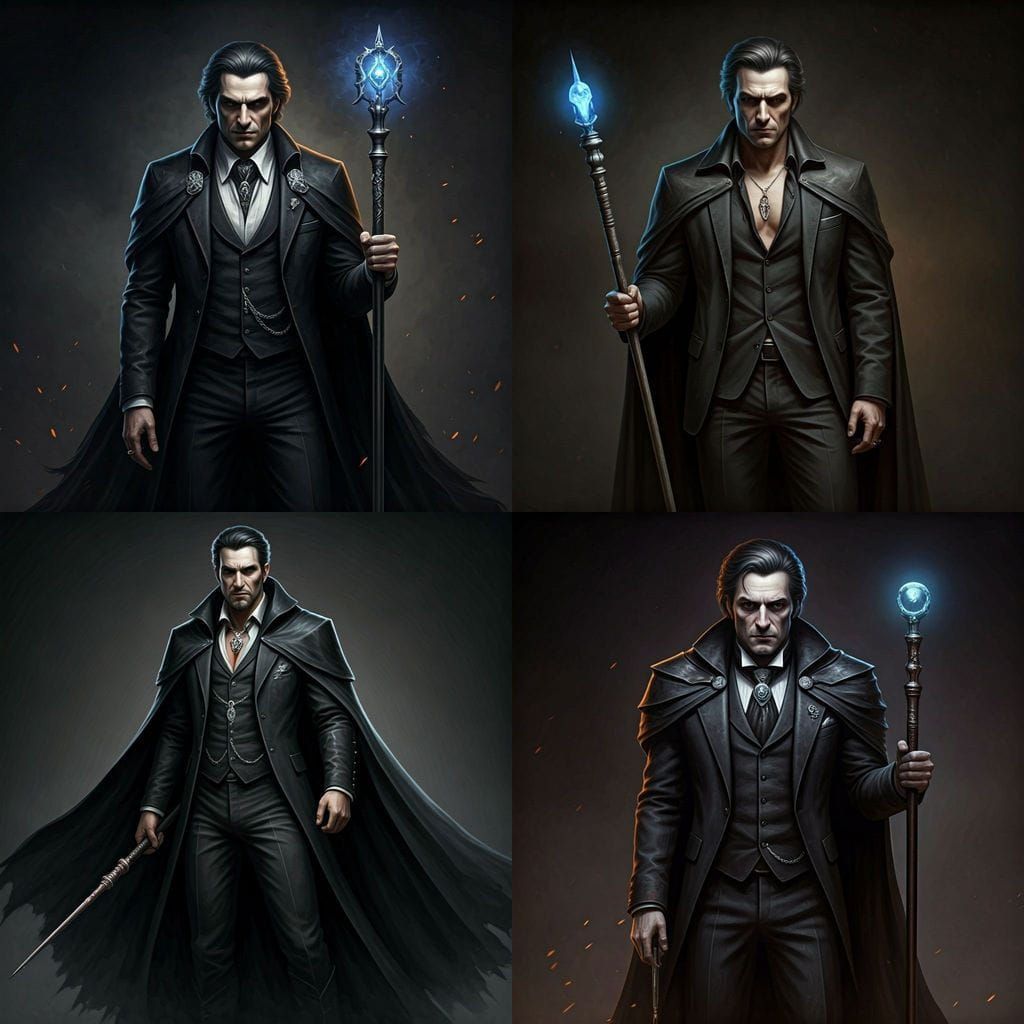 Elegant Man With Dark Charm and Mysterious Power