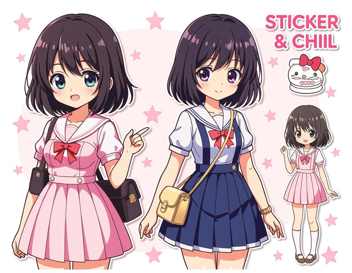 Harajuku Fashion Sticker Book in Anime Style