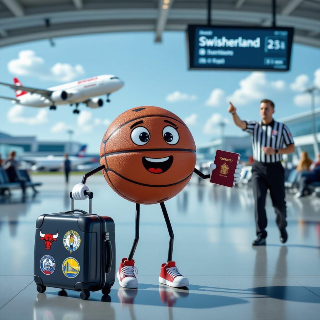 The Basketball didn't care what the rules said about traveling, he was going to Swisherland no matter what.
