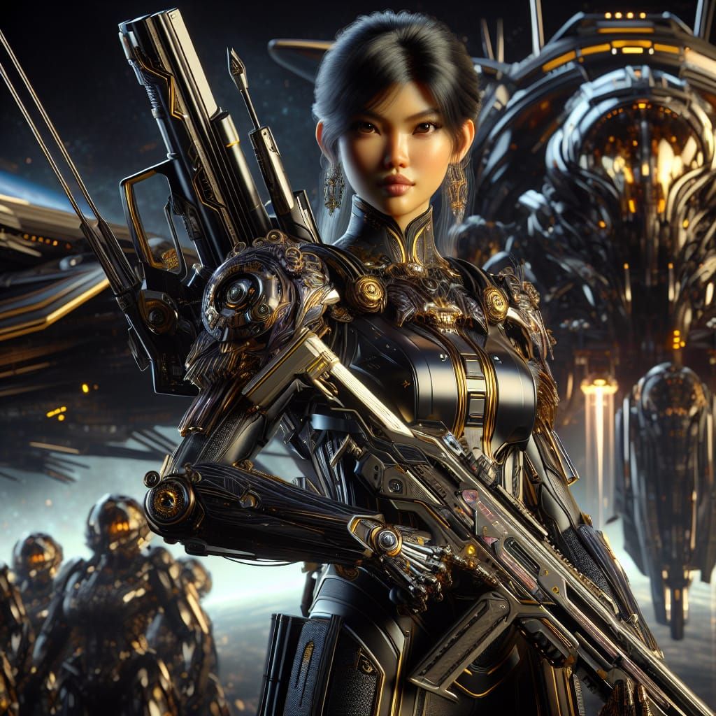 Cyberpunk South Asian Warrior Queen in 8K