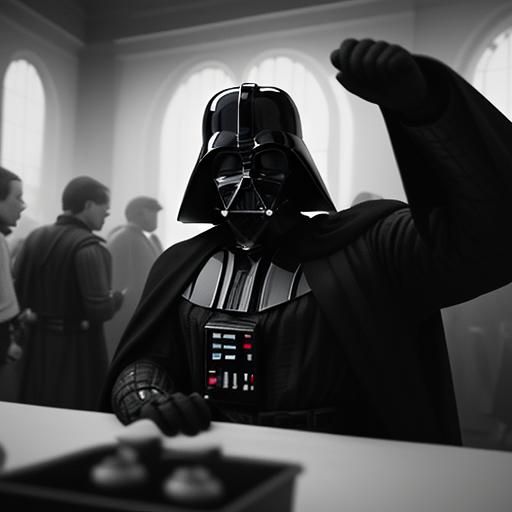 Darth Vader at Frat Party: Hyperrealistic Render