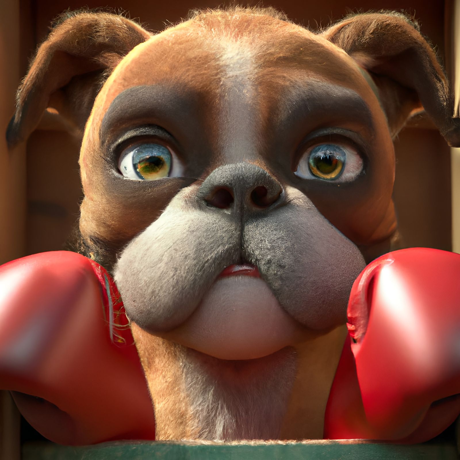 Boxer Dog Ready to Box, 3D Rendered