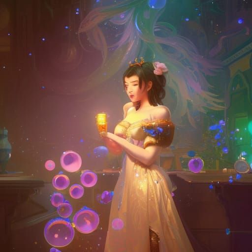 Sparkling Boba Tea: Art Nouveau Concept Art
