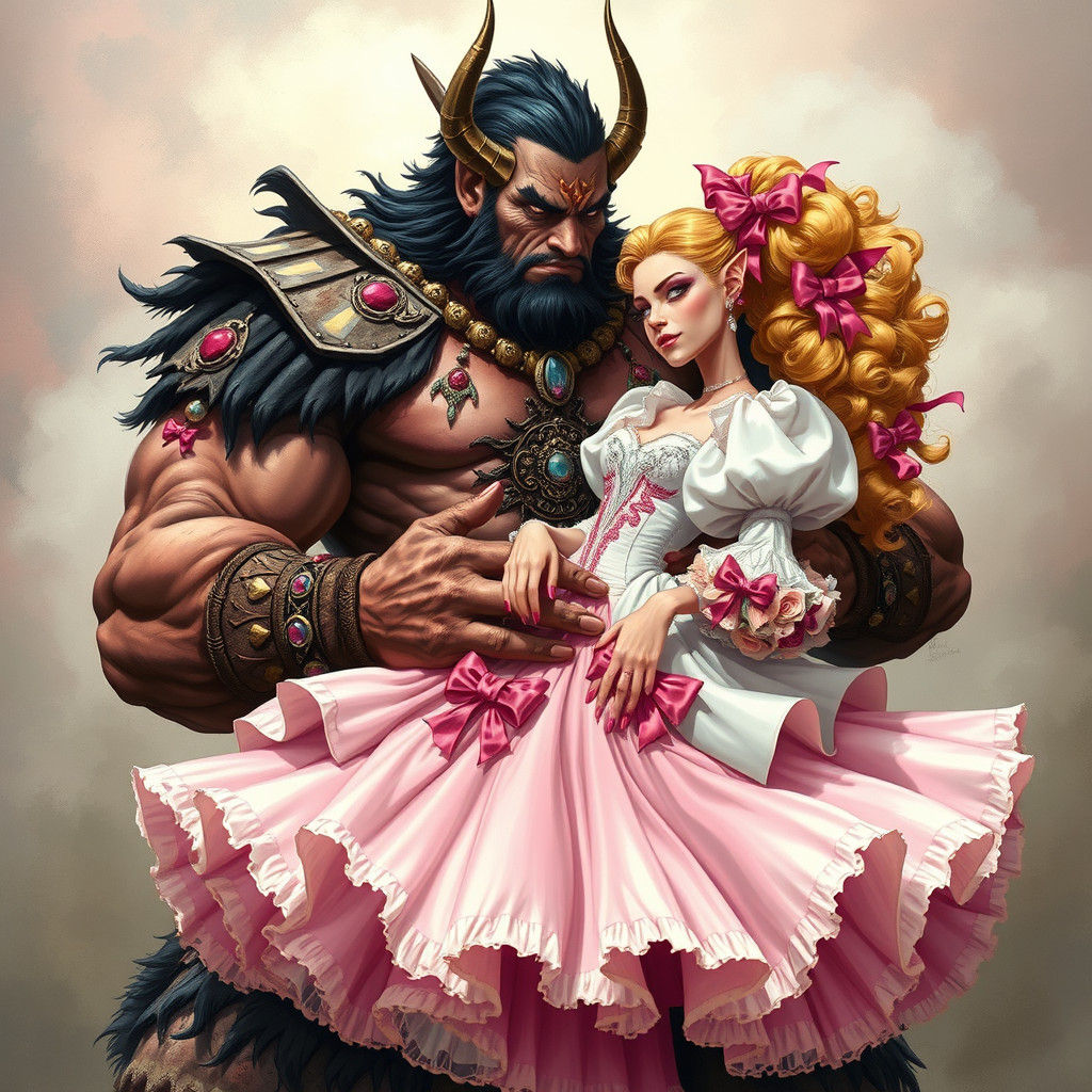 Demon King Captures Princess in Exaggerated Fantasy Art