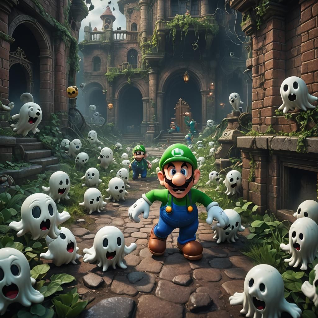 Luigi Pursued by Ghosts: A Matte Painting