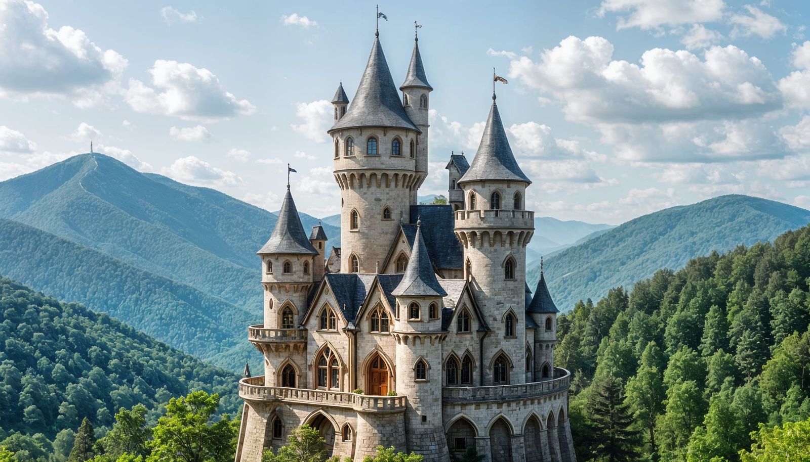 Whimsical Elvish Castle on Mountaintop