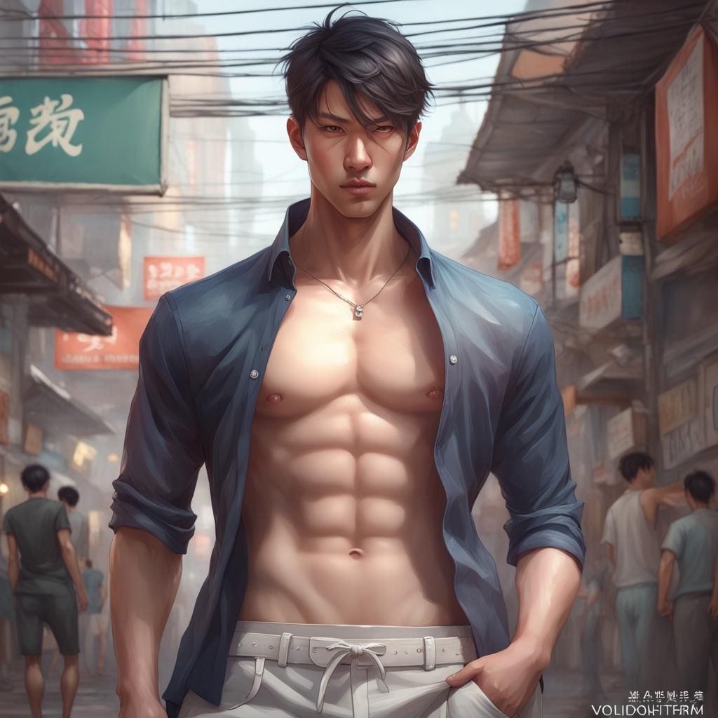 Hyperrealistic Portrait of a Handsome Taiwanese Man