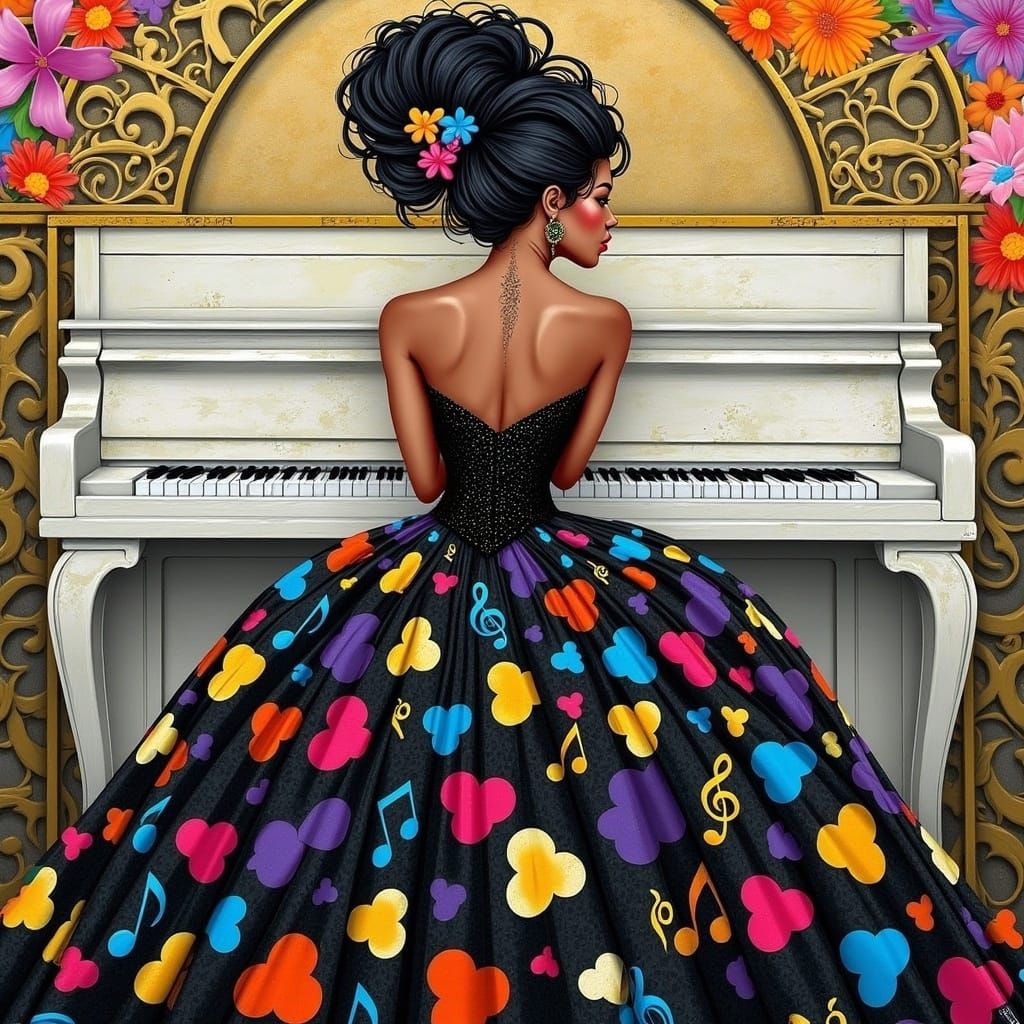 Cyberpunk-Inspired Oil Painting of Woman with Whimsical Updo...