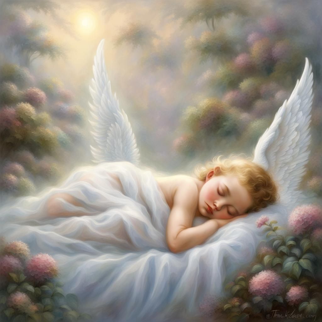 Ethereal Angel Baby Sleeping in a Fantasy Scene
