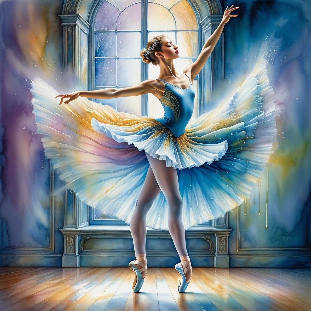 Elegant Ballet Dancer in Watercolour Style