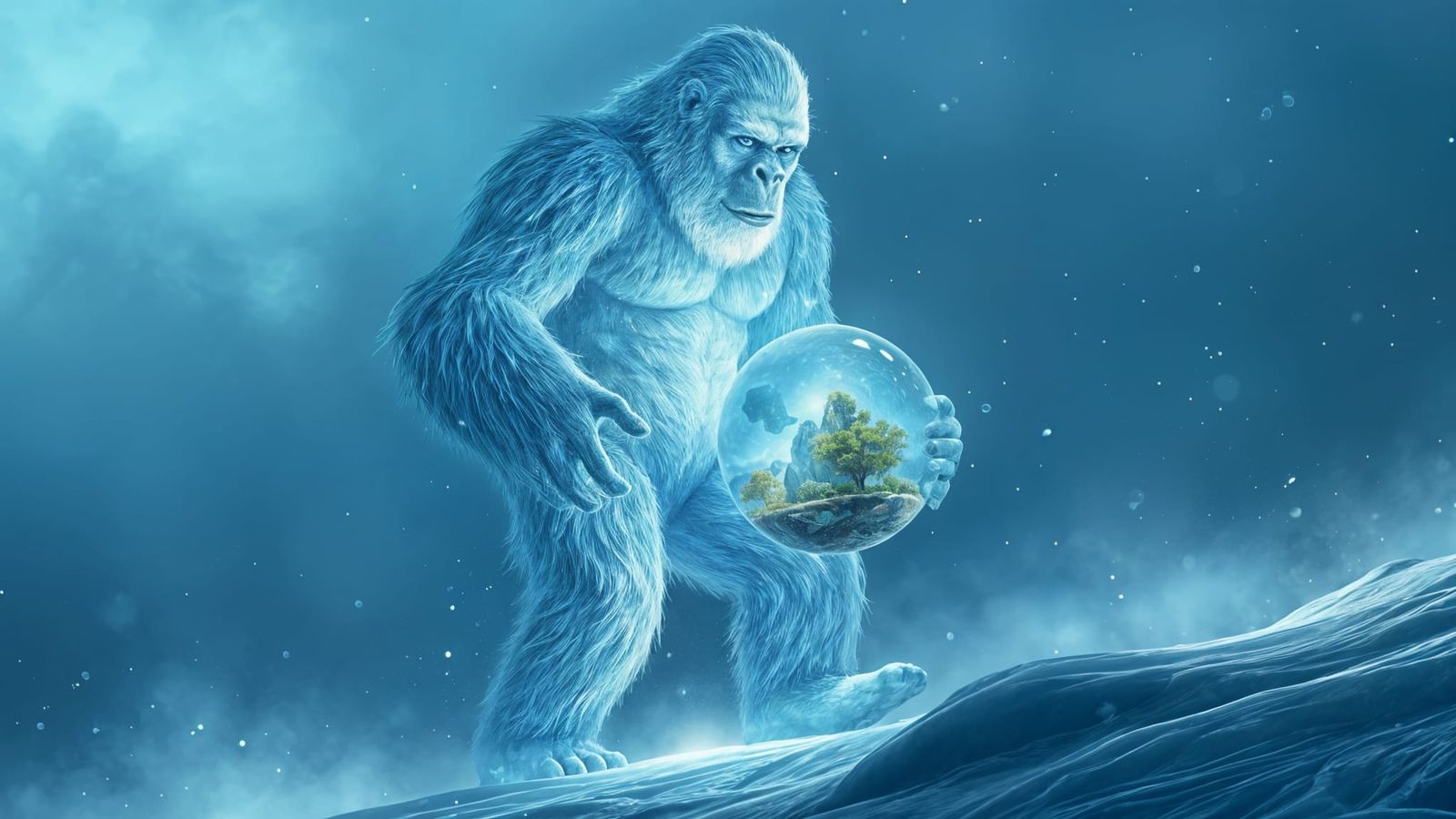 Yeti living in the cold, dreaming of a better life