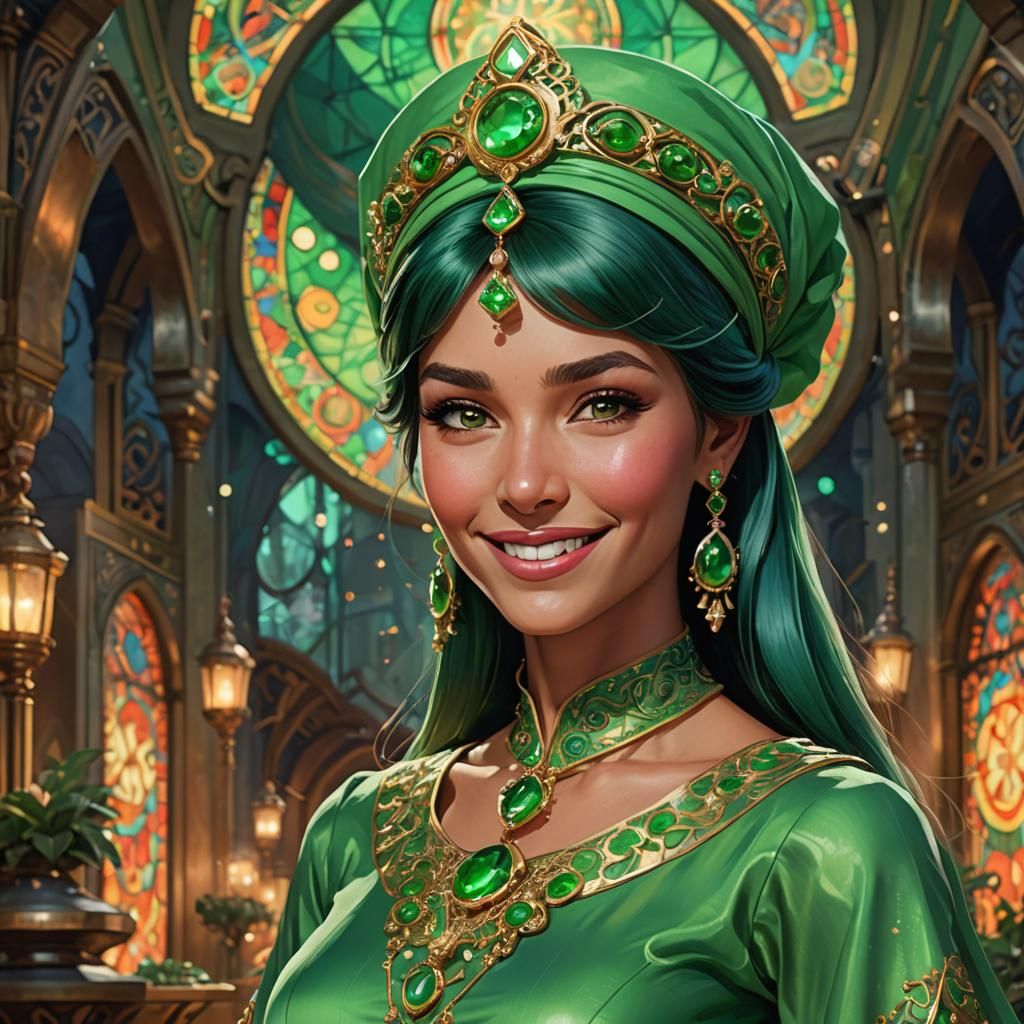 Jeannie's Evil Twin Portrait in Green Outfit