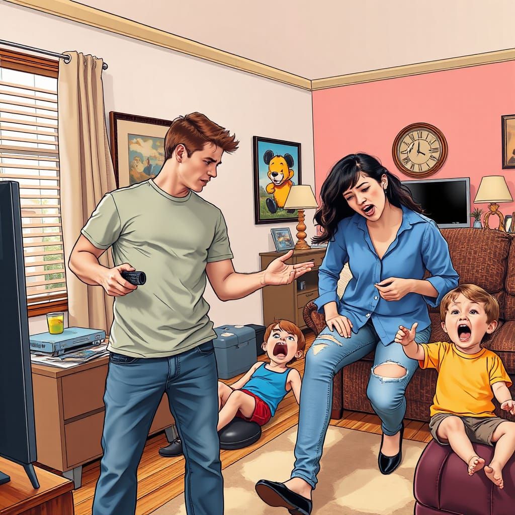 Frustrated Family Life in a Nostalgic Art Style