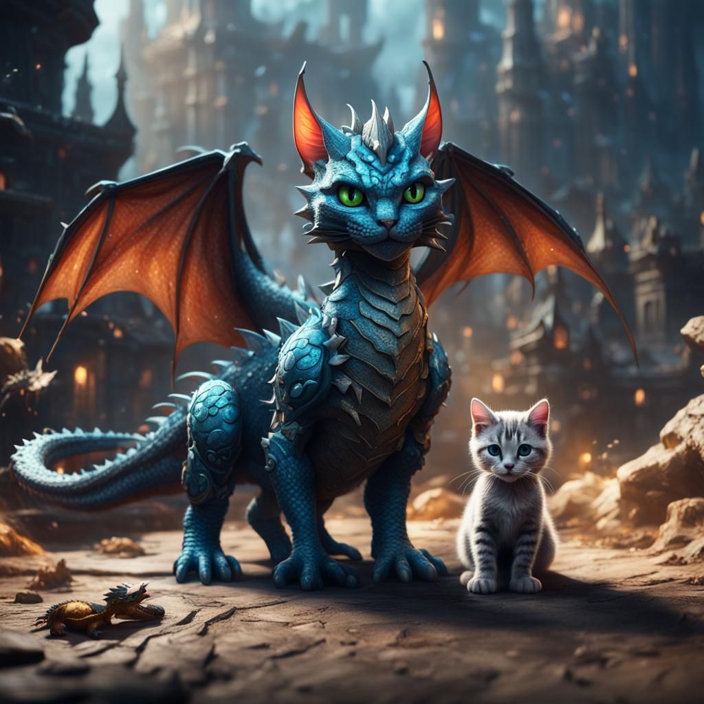 Dragon Protector: A Fantastical Digital Art Scene