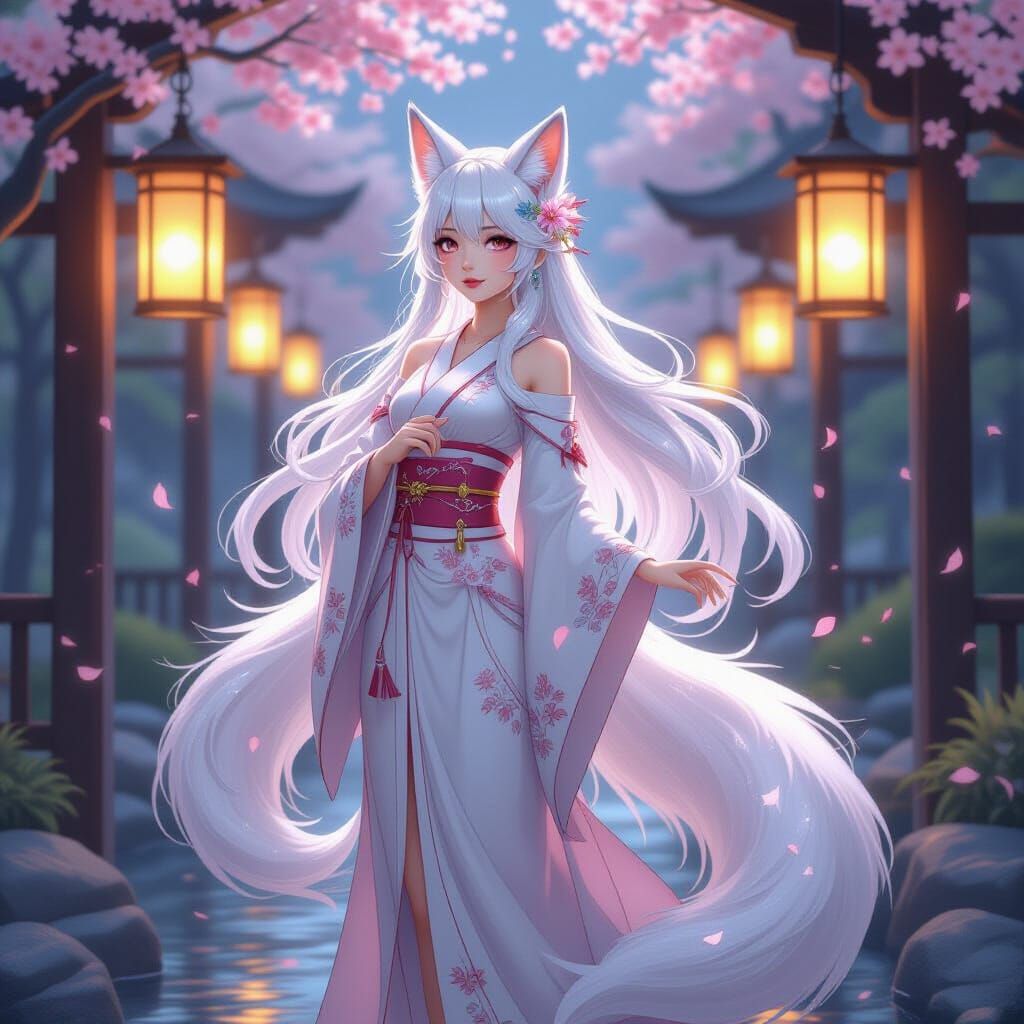 Fox Spirit Maiden in Art Nouveau Style
