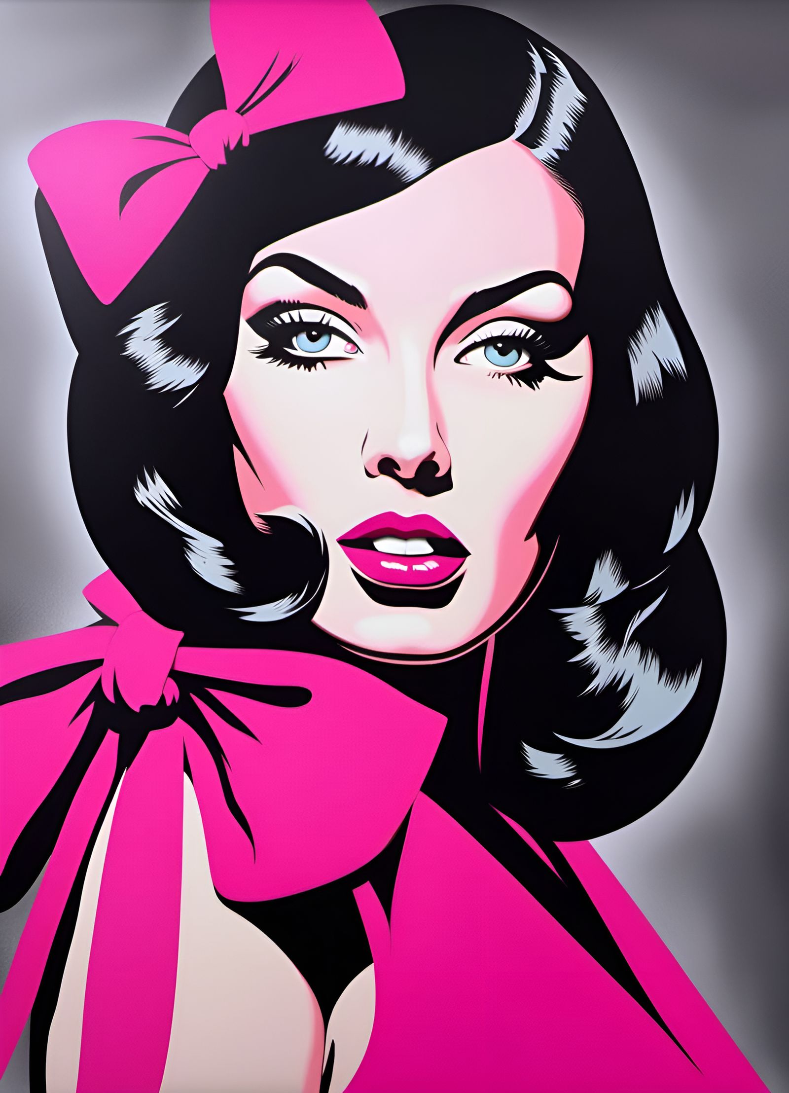 Pop Art Woman with Pink Bow