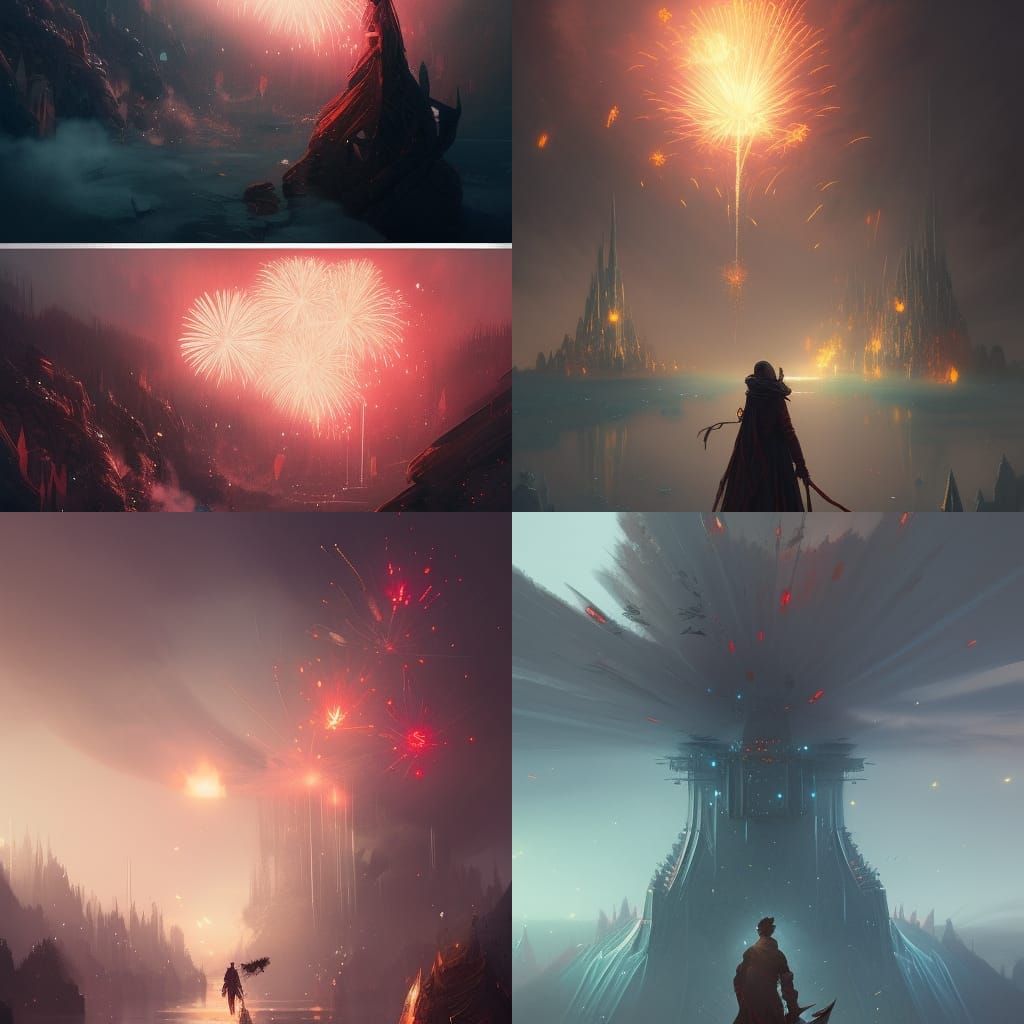 , by WLOP ,trending on artstation, concept art, fantasy art, fireworks art, in the style of greg rutkowski, illustration...