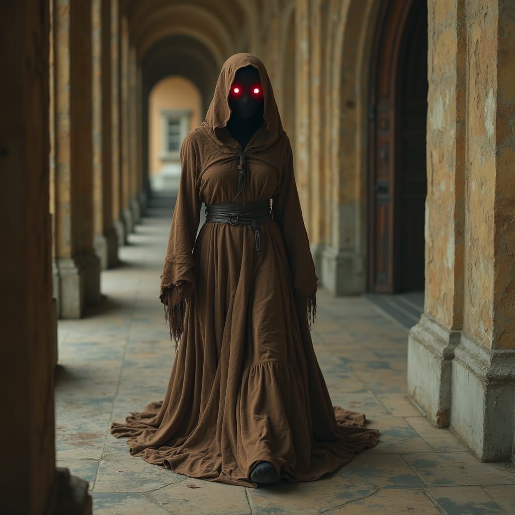 Ethereal Lady in Palace Corridor, Beksiński Style