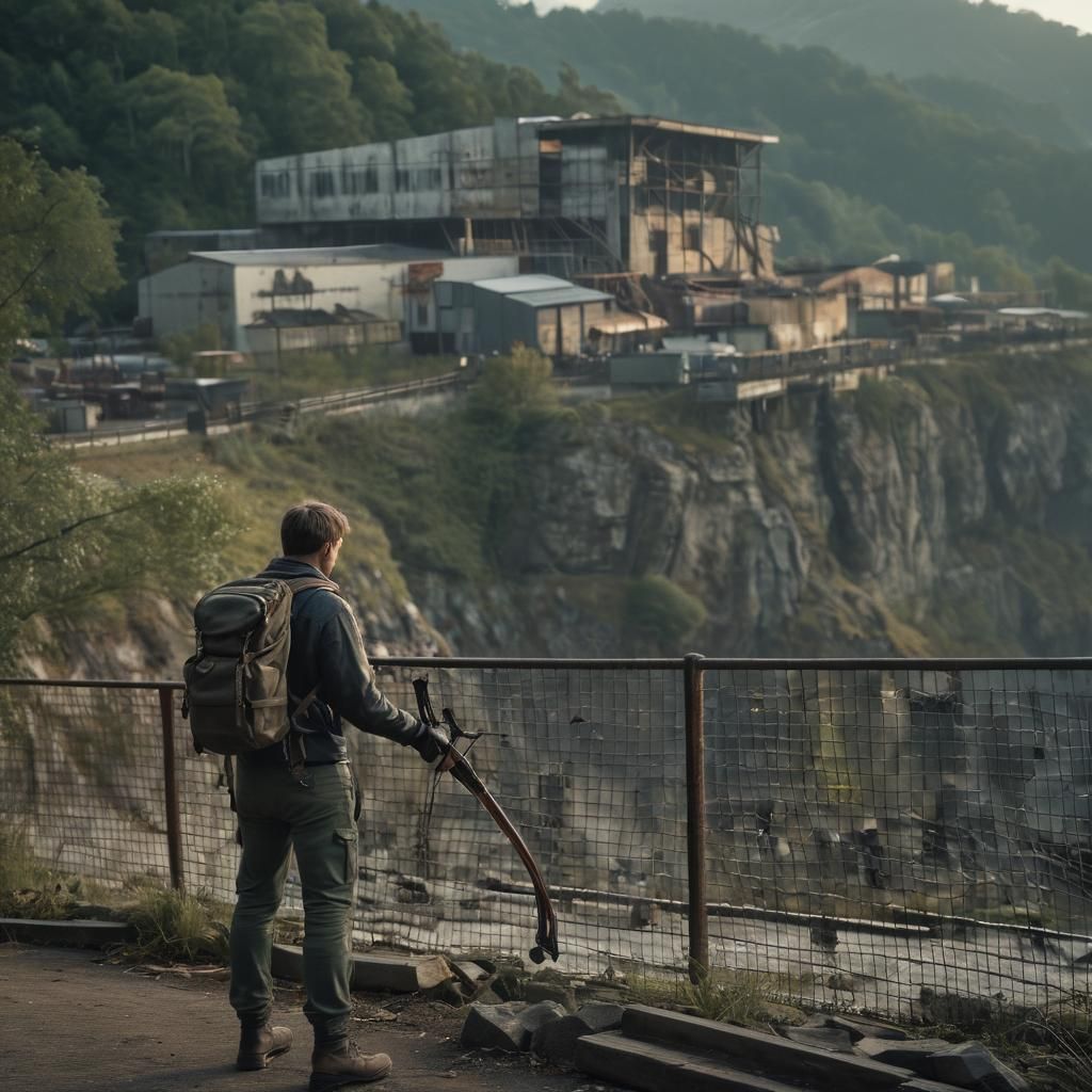 Cinematic Zombie Apocalypse Scene with Survivor