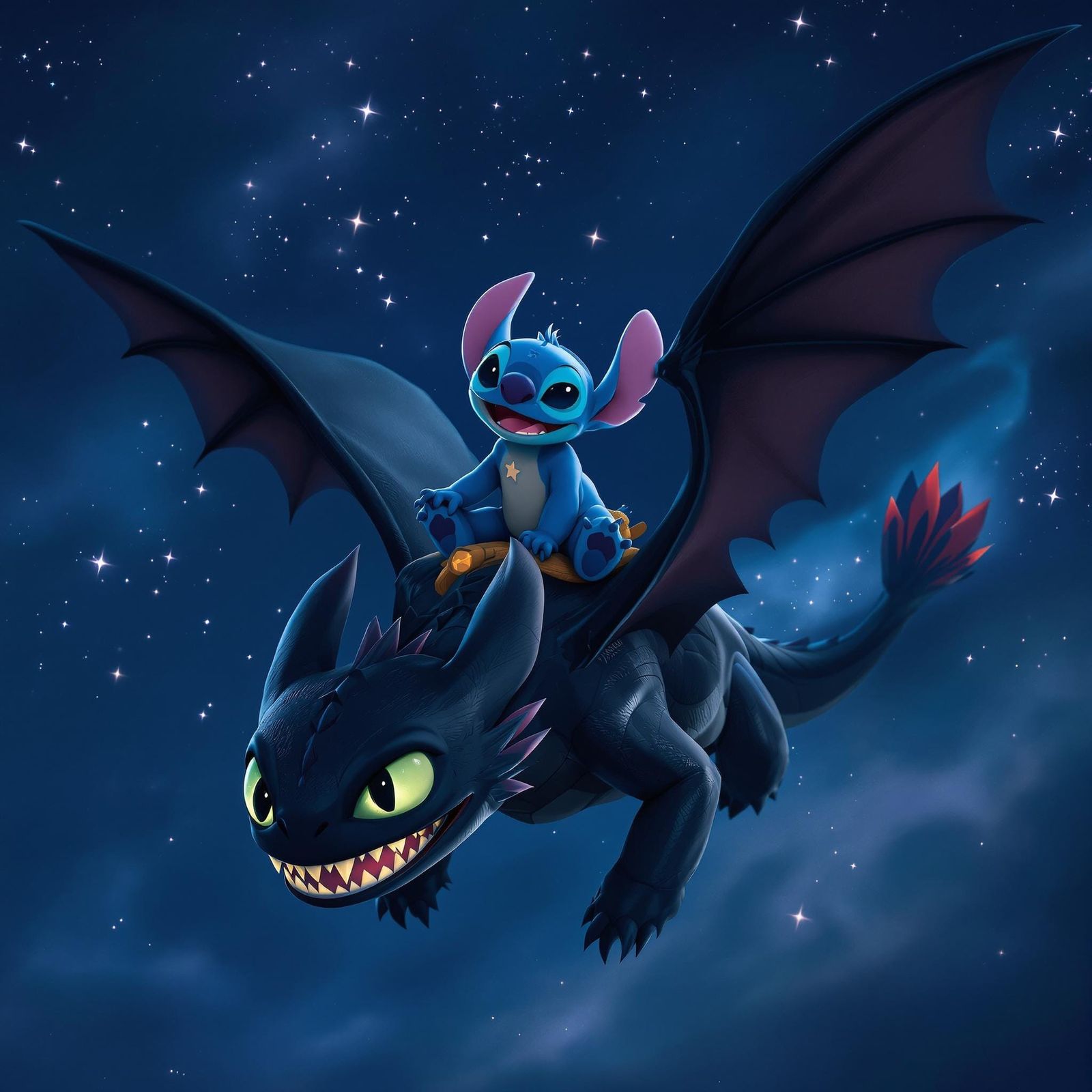 Stitch and Toothless Soar Through the Night Sky in a Thrilli...