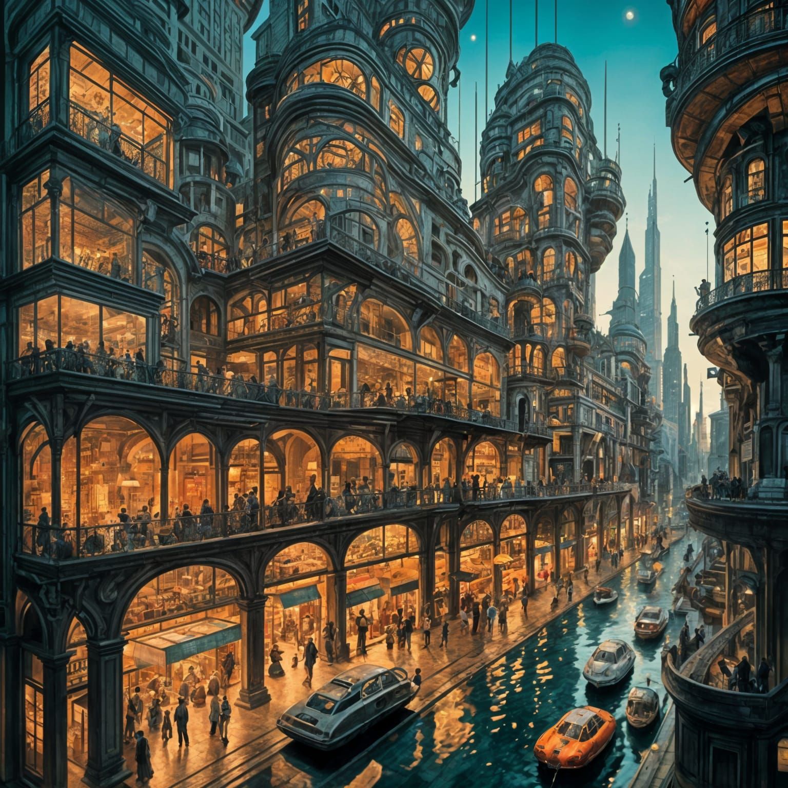 Utopian Metropolis: Retro-Futuristic Vision in Autochrome St...