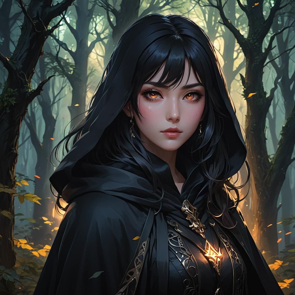 Mystical Dark Fantasy Anime Girl Portrait