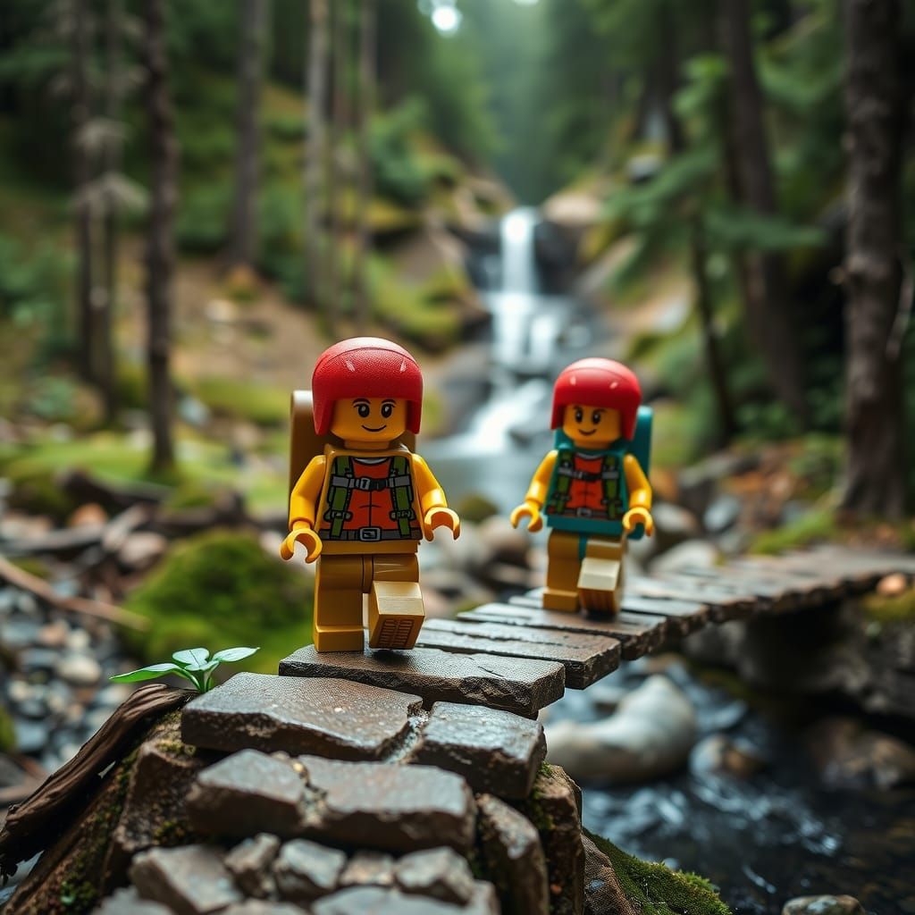 Lego Minifigure Hikers in the Woods