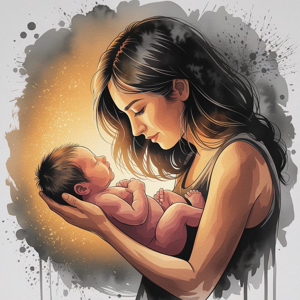 Mother in Watercolor Poster Art