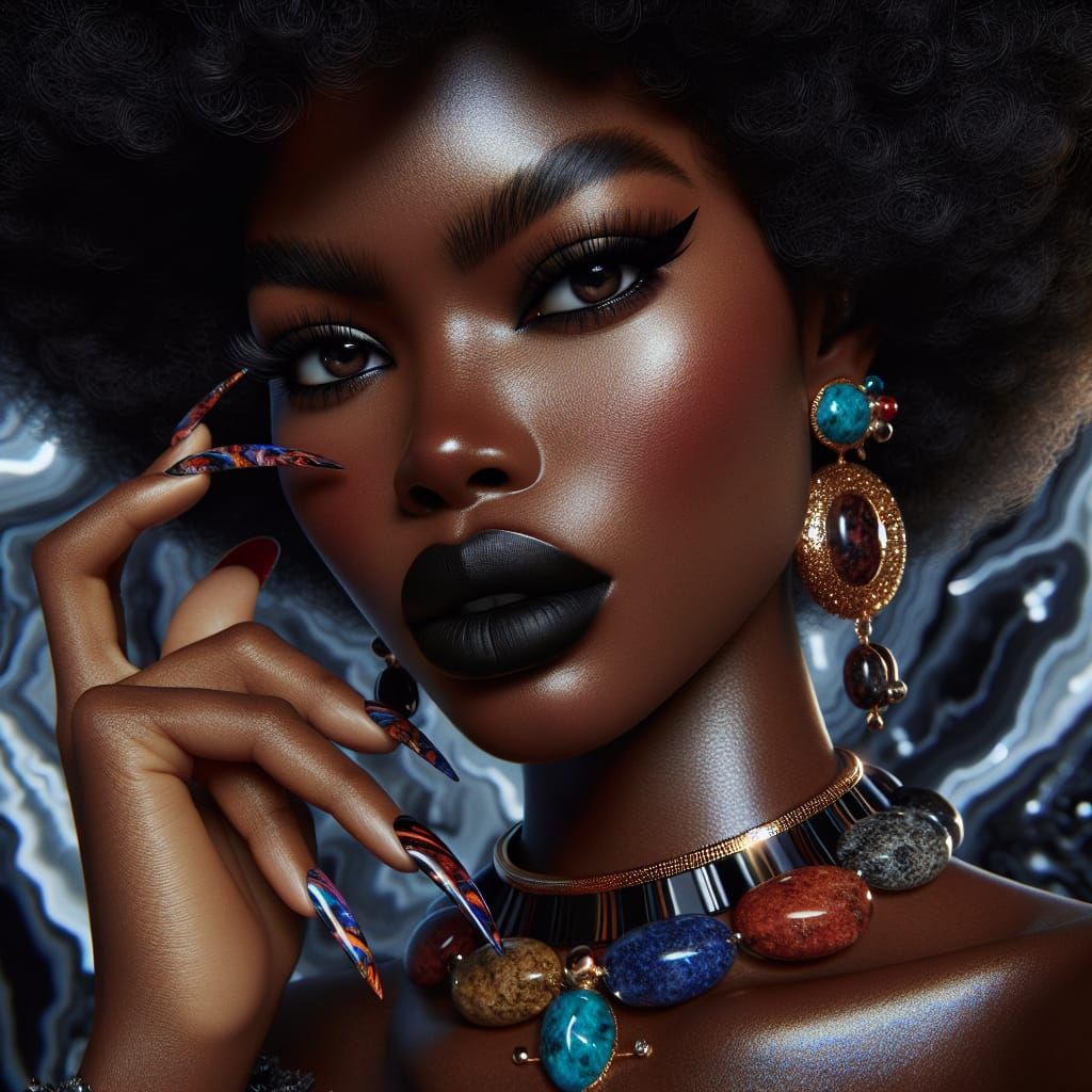 Glowing Brown Skin Portrait in Hyper-Realistic Style