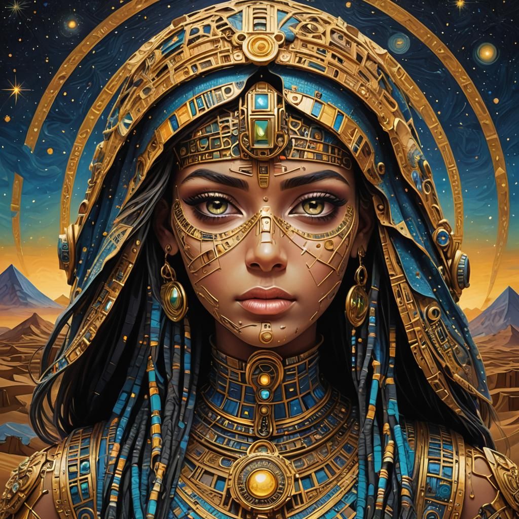 Spongebob as Egyptian Queen in Starry Night