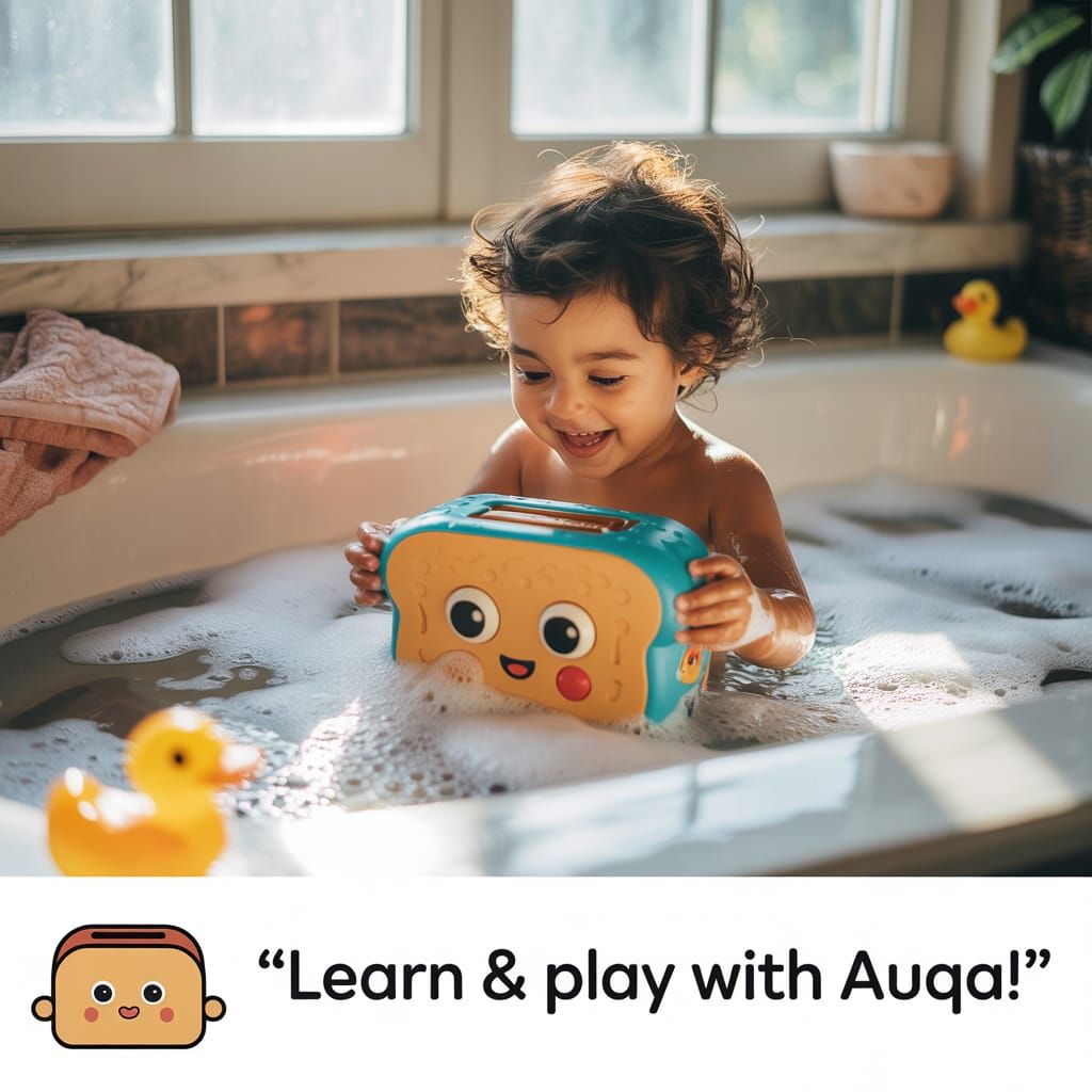 Child's Bath Time Fun with AUQA Toaster Toy