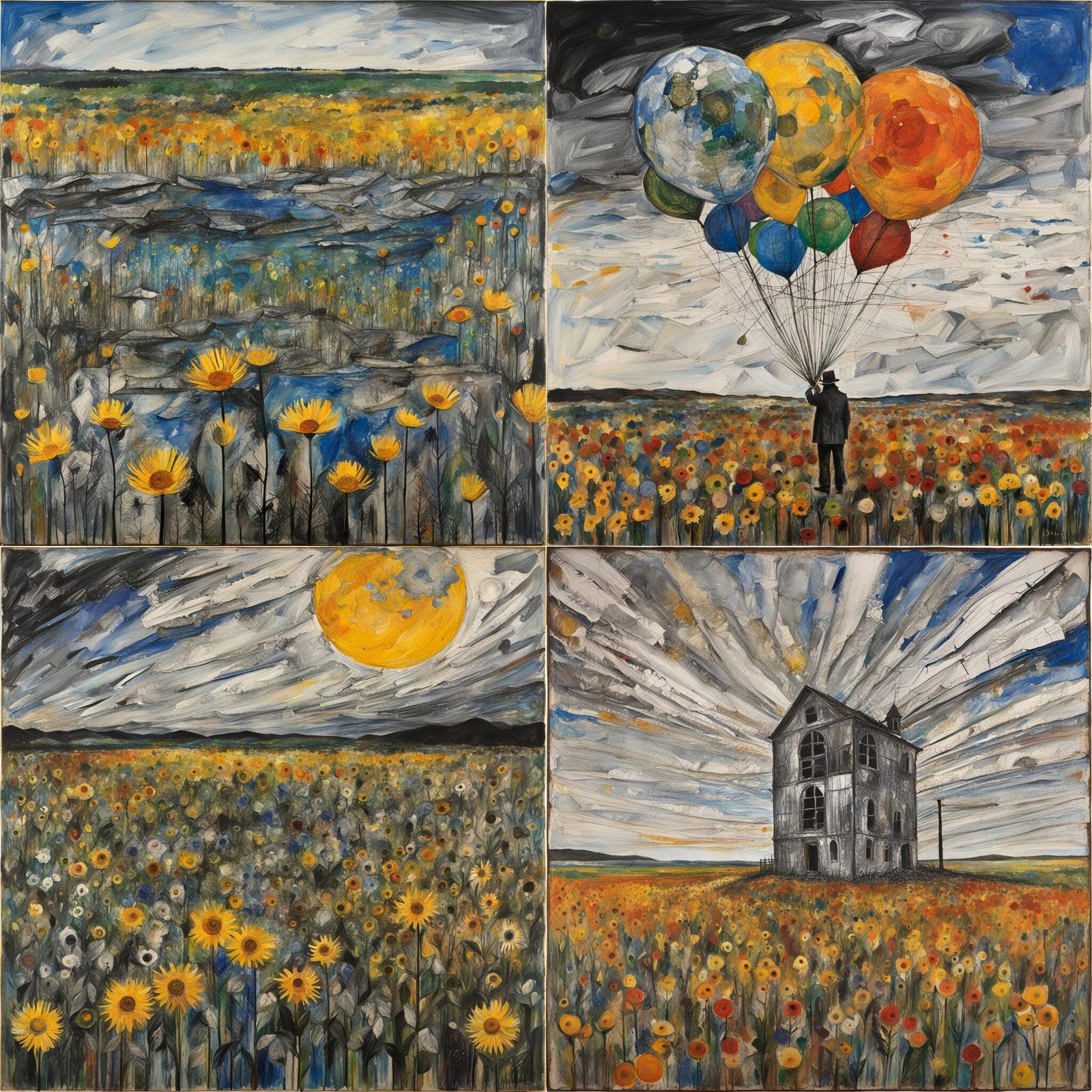 Abstract Collage in Mixed Media Style