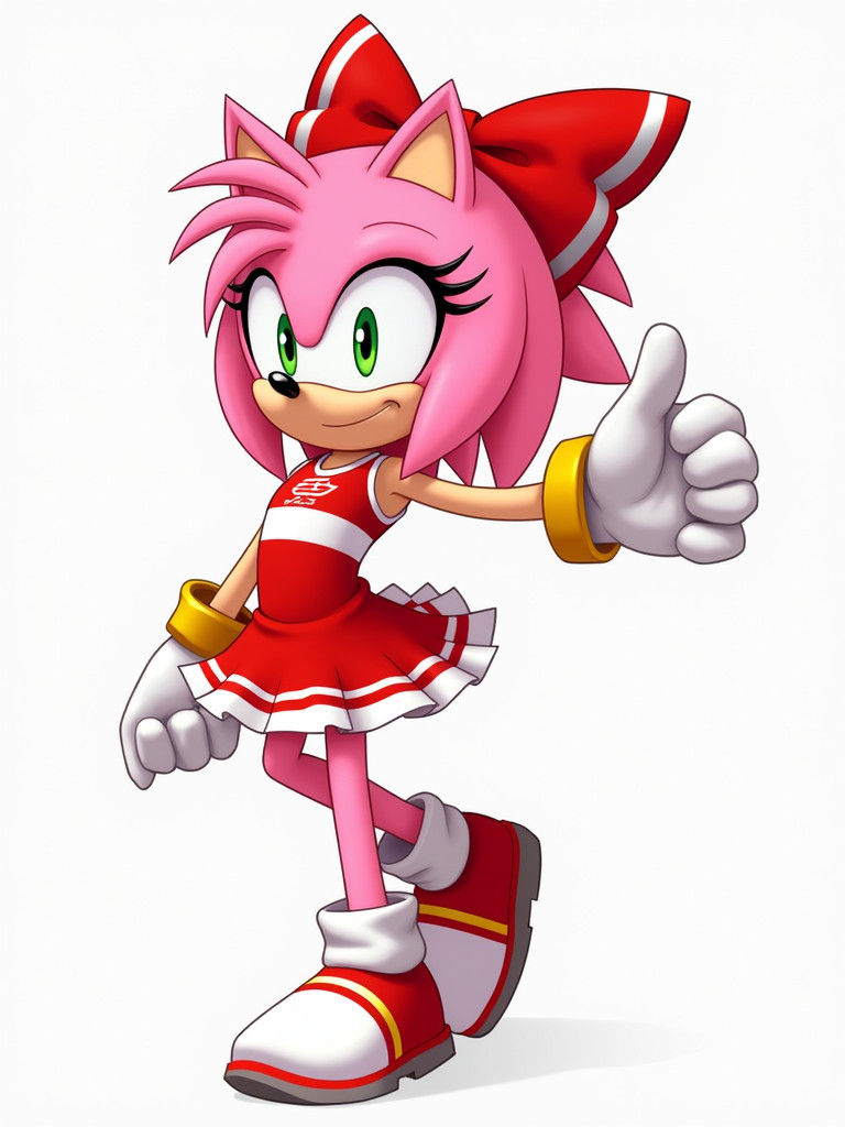 Amy Rose Cheerleader in Vector Art Style
