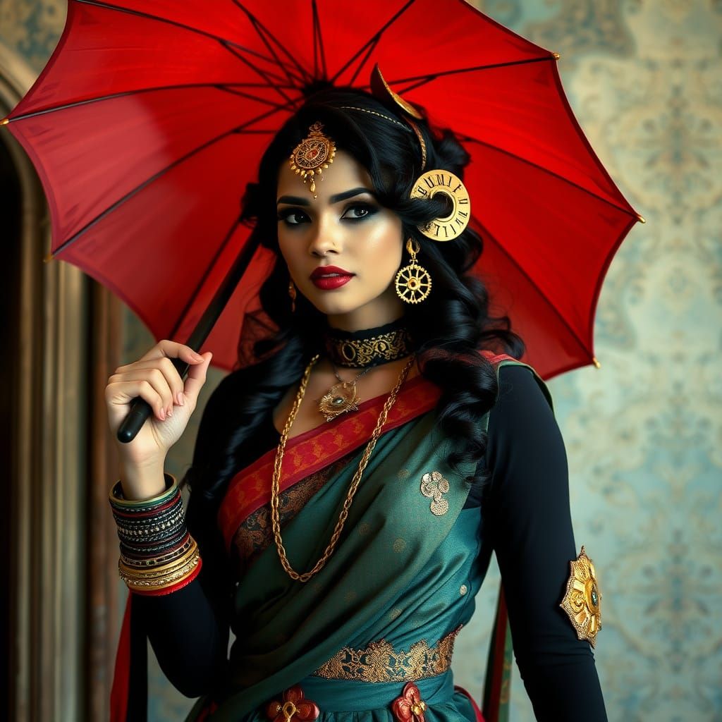 Steam Punk Siren in Vintage Indian Attire