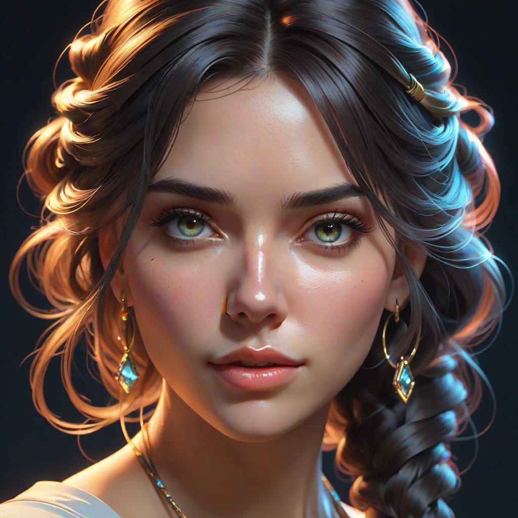 Alcohol String Wash Portrait in Art Nouveau Style