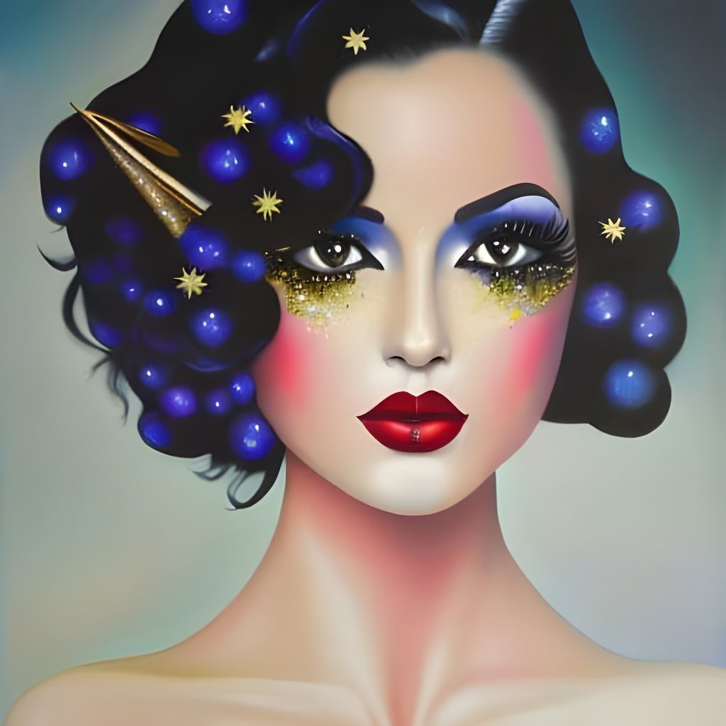 Glitter Painting of a Vampire Girl Portrait