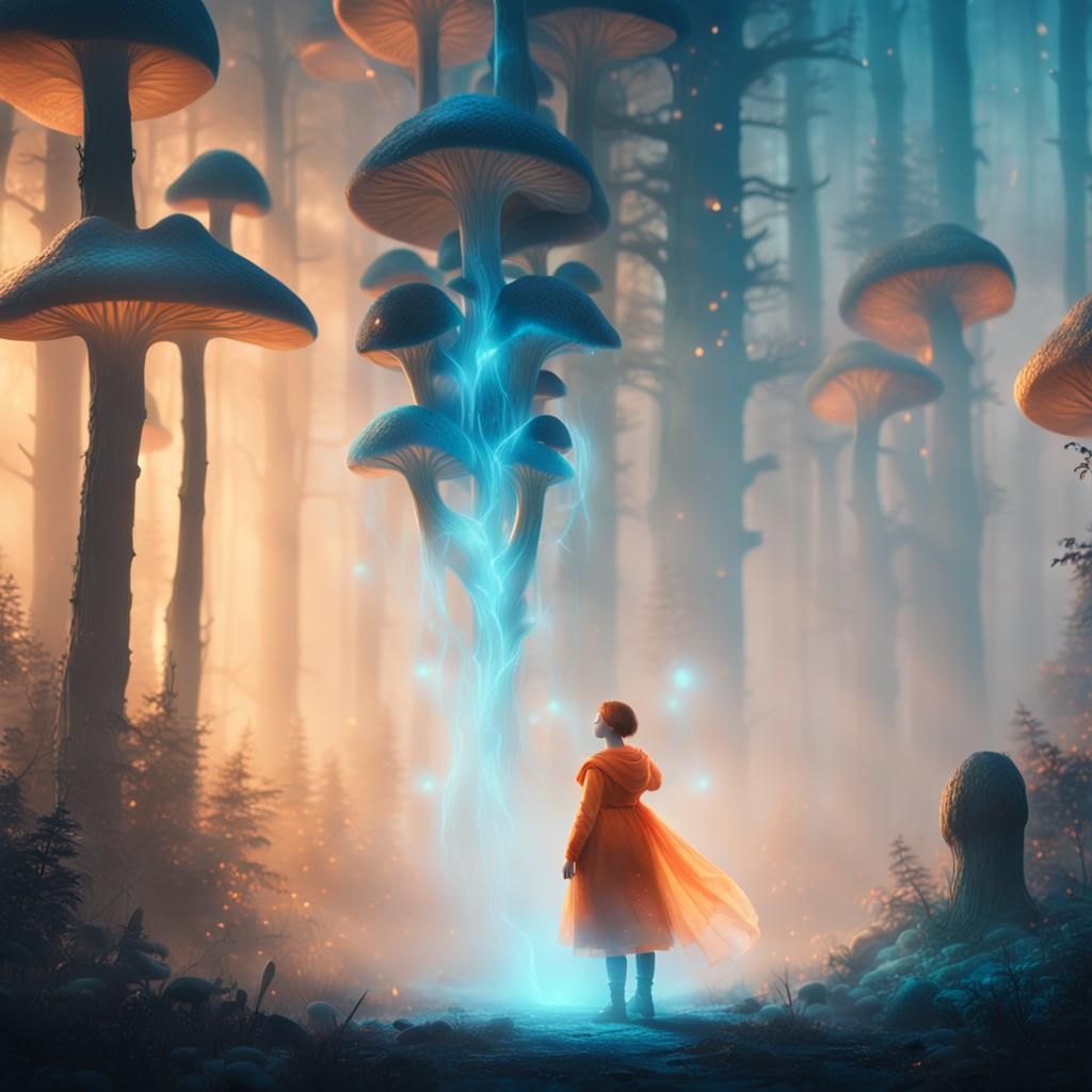 Mystical Forest: Ethereal Glow in a Cinematic Film Still