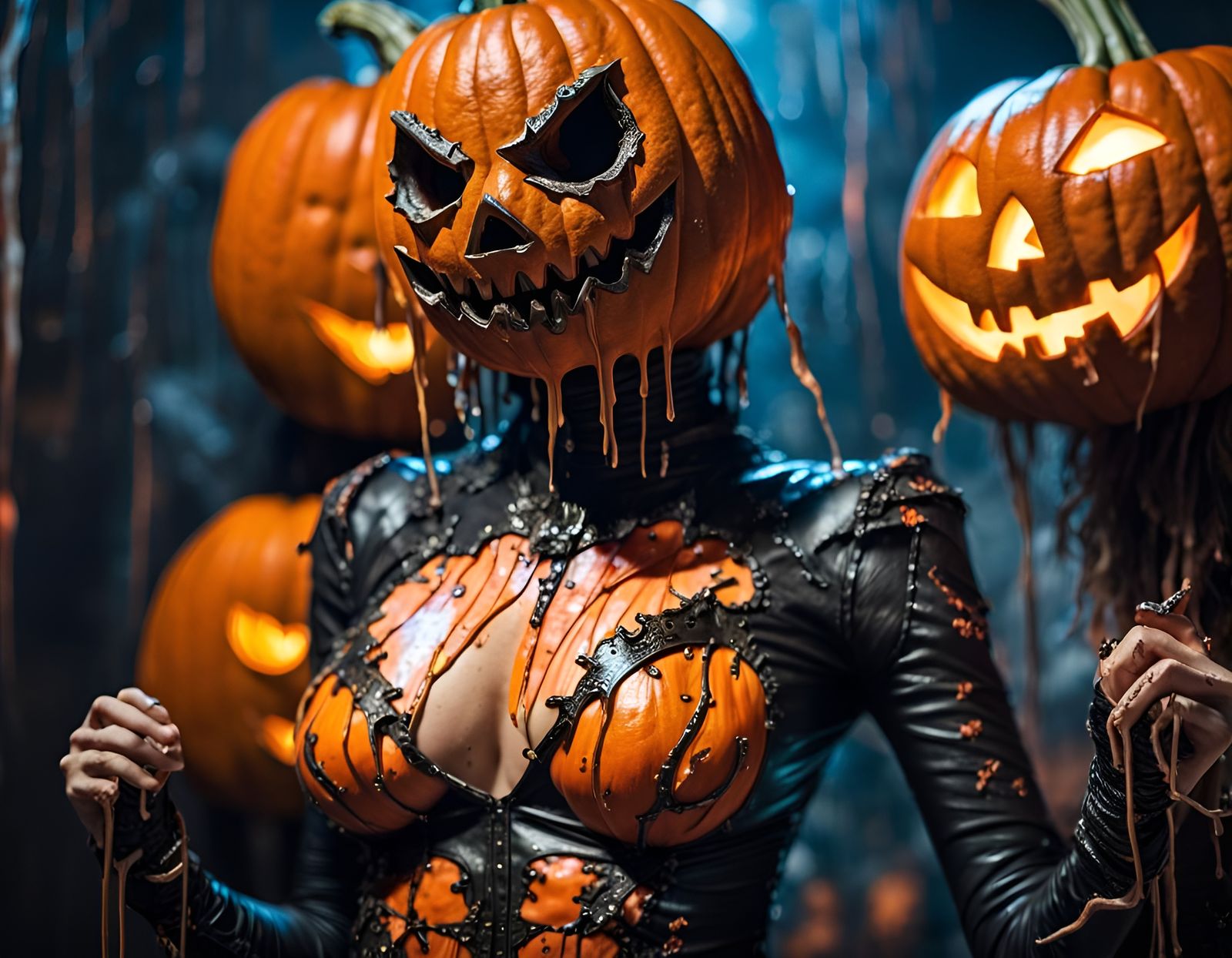 Halloween Jack-O-Lantern in Leather Outfit: Matte Painting