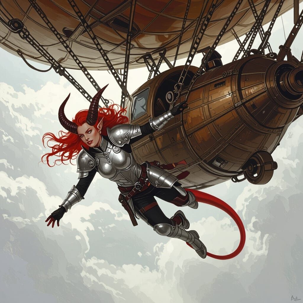 Tiefling's Plunge: Falling from an Airship in Retro Sci-Fi S...